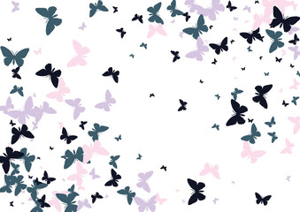 Festive butterfly confetti background. Frame vector pattern texture for holiday, postcard, poster, carnival, banner, birthday and children's parties. Butterfly cover mock-up. Wedding butterfly layout