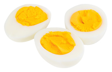 Boiled eggs isolated on white background. With clipping path