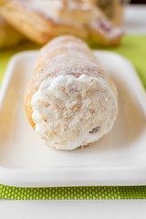 Quiche with a custard. Soviet cuisine. Cake with berry jam. Sweets for tea.