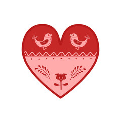 Folk art. Heart shape in folk style with decorative elements