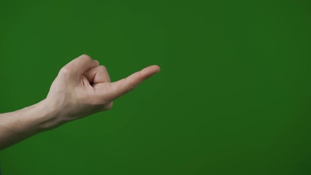 Beckoning sign. Come here. Single handed gesture. Chromakey. Green Screen. Isolated