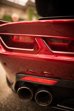 Tail Lights And Exhaust Of A Supercar