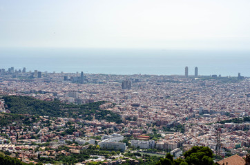 Barcelona city view from the top of Tibidabo mountain