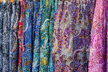 colorful fabrics in the market