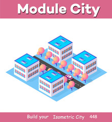 Isometric 3d module block district part