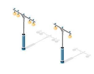Streetlight set with lanterns and urban lighting