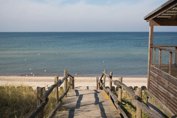 Curonian spit, national park in the Kaliningrad region, the beach of the Baltic Sea