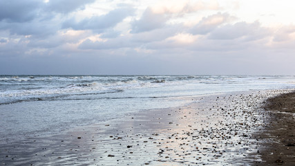 Sunset on the beach of Asnelles normandy France 