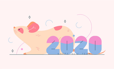 Symbol of 2020 New Year of the rat. Banner for your design. Vector illustration.