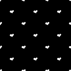 Cute cartoon heart pattern with hand drawn hearts. Sweet vector black and white heart pattern. Seamless monochrome doodle heart pattern for textile, wallpapers, wrapping paper, cards and web.