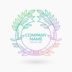 Fototapeta na wymiar Vector Logo Design Template With Leaves And Lines For Holistic Medicine Centers, Yoga, Natural And Organic Food Products And Packaging. Nature Health Green Logo Vector.