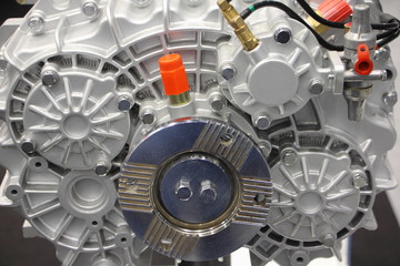 Fototapeta na wymiar New industrial & truck motor engine front view close up