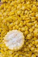 Corn grains and part of an ear of corn, close-up