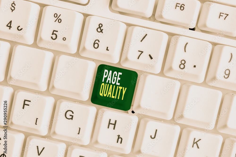 Poster handwriting text page quality. conceptual photo effectiveness of a website in terms of appearance an