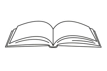 Line art black and white open book