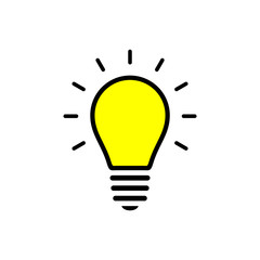 Idea light bulb icon simple flat style illustration