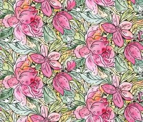  Seamless pattern with watercolor flowers © tiff20