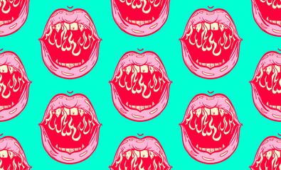 open mouth with fire