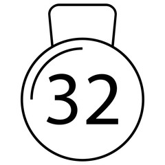 Badge medal thirty two number vector icon