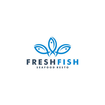 Fish logo design, Restaurant symbol vector illustration