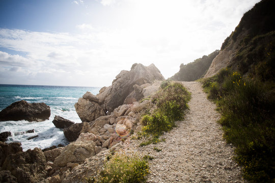 Winding Coastal Trail by the Sea on a Sunny Day