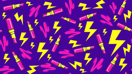 seamless pattern with lipsticks and lightning