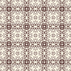 Outline seamless pattern with geometric figures. Repeated stylized stars abstract background. Ethnic and tribal motif