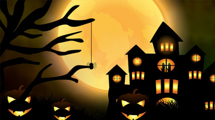 Fototapeta na wymiar Happy Halloween banner with dark background 