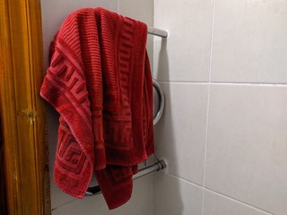 Towel in the room and wall white