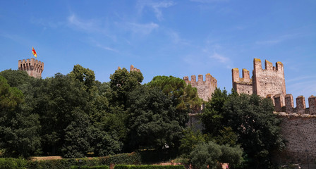 Ruins of the ancient Carrarese Castle in Este. Padua, Italy