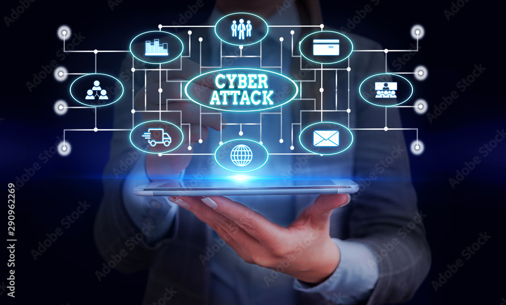 Poster conceptual hand writing showing cyber attack. concept meaning an attempt by hackers to damage destro