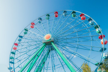 Helsinki, Finland - 14 September 2019: Linnanmaki Amusement Park, Rinkeli ferris wheel