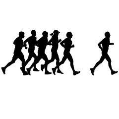 Plakat Set of silhouettes. Runners on sprint, men