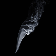 Flowing smoke on black background, white vapor, abstract flow of cigarette smoke, aroma stick smoke