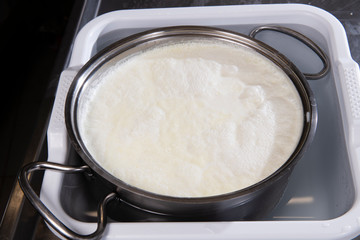 curdled milk in a pot