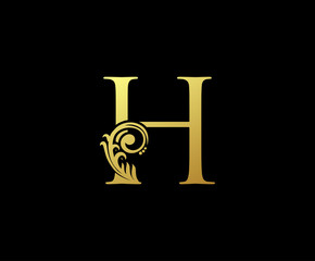 CLassy Letter H Logo Icon . Initial Letter H Design Vector Luxury Gold Color Icon.