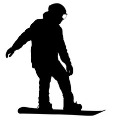 Black silhouettes snowboarders on white background illustration