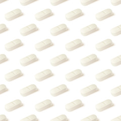 Seamless background with realistic medical pills. Vector