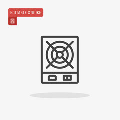 Outline Computer power supply icon isolated on grey background, for website design, mobile application, ui. Editable stroke. Vector illustration, eps10.