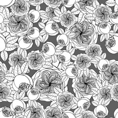 Seamless pattern with juliet garden rose flowers, nature floral background