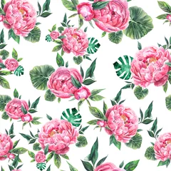  Hand drawn watercolor seamless pattern with peonies © Юлия Гришина