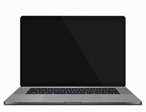 Realistic laptop with blank screen on white background. Laptop mockup.