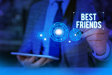 Writing note showing Best Friends. Business concept for A demonstrating you value above other...