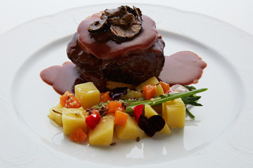 beef fillet with wine sauce delicious Italian cuisine delicatessen