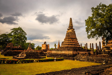 Wat Mahathat Temple in the precinct of Sukhothai Historical Park, Wat Mahathat Temple is UNESCO World Heritage Site, Thailand.