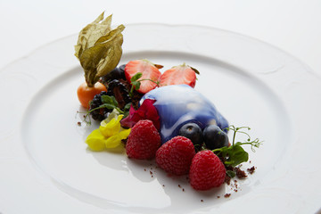 dessert ice cream with blueberry cream fresh fruit blackberry raspberry blueberry strawberry
