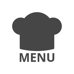 Chef hat menu icon flat. Grey on white background.