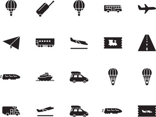 holiday vector icon set such as: summer, abstract, carriage, coach, coupon, sky, motorhome, luxury, circle, recreation, cruise, departures, access, art, template, home, traveler, wheel, metal, boat