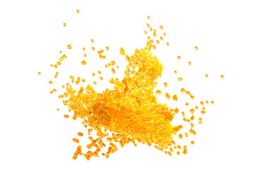 orange juice splash isolated on white background 3d render