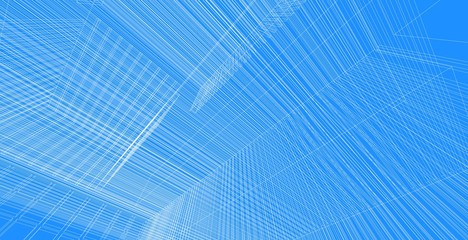 architecture background 3d illustration, sketch line geometric, architectural background